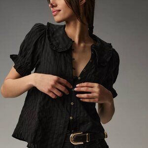 The Keira Collared Button-Front Blouse by Pilcro- Anthropologie